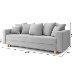 Canapé Droit KRISTI Convertible Tissu Gris 3 Places -Meuble Déco Soldes canape droit kristi convertible tissu gris 3 places 9