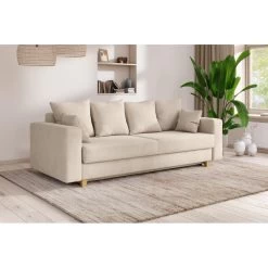 Canapé Droit KRISTI Convertible Velours Côtelé Beige 3 Places 14 Canapé Droit KRISTI Convertible Velours Côtelé Beige 3 Places -Meuble Déco Soldes canape droit kristi convertible velours cotele beige 6