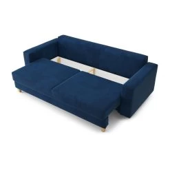 Canapé Droit KRISTI Convertible Velours Côtelé Bleu 3 Places 12 Canapé Droit KRISTI Convertible Velours Côtelé Bleu 3 Places -Meuble Déco Soldes canape droit kristi convertible velours cotele bleu 4