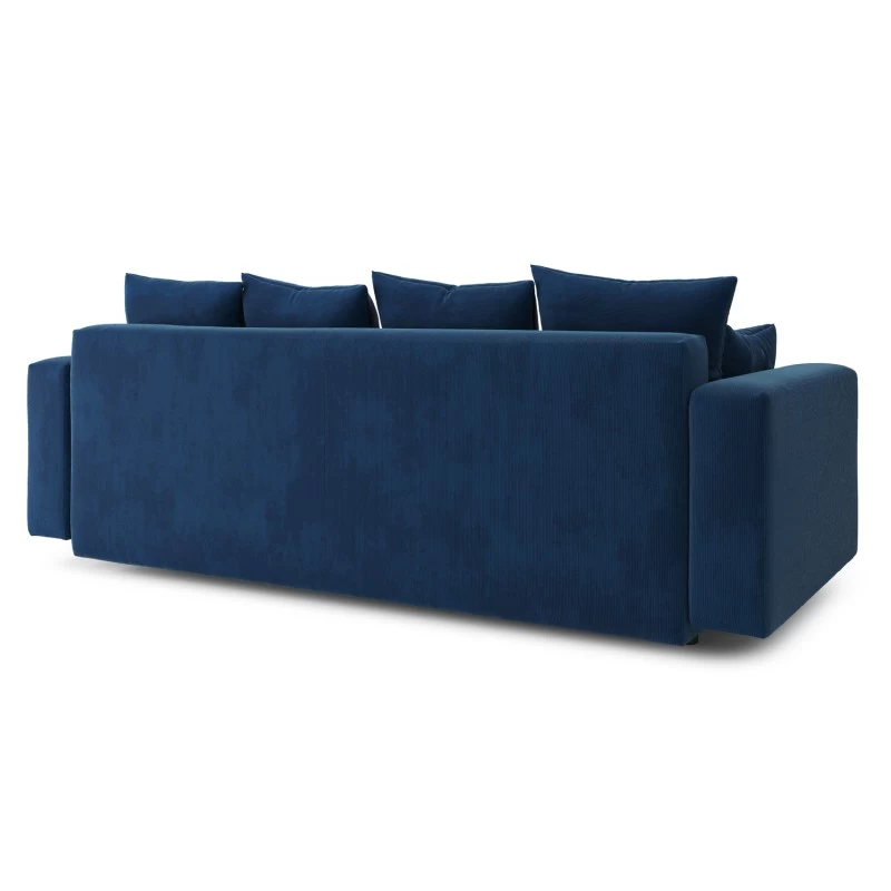 Canapé Droit KRISTI Convertible Velours Côtelé Bleu 3 Places 6 Canapé Droit KRISTI Convertible Velours Côtelé Bleu 3 Places – Image 6