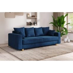 Canapé Droit KRISTI Convertible Velours Côtelé Bleu 3 Places 14 Canapé Droit KRISTI Convertible Velours Côtelé Bleu 3 Places -Meuble Déco Soldes canape droit kristi convertible velours cotele bleu 6