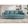 Canapé Droit KRISTI Convertible Velours Côtelé Bleu Clair 3 Places