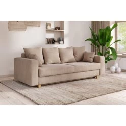 Canapé Droit KRISTI Convertible Velours Côtelé Grège 3 Places 14 Canapé Droit KRISTI Convertible Velours Côtelé Grège 3 Places -Meuble Déco Soldes canape droit kristi convertible velours cotele grege 6