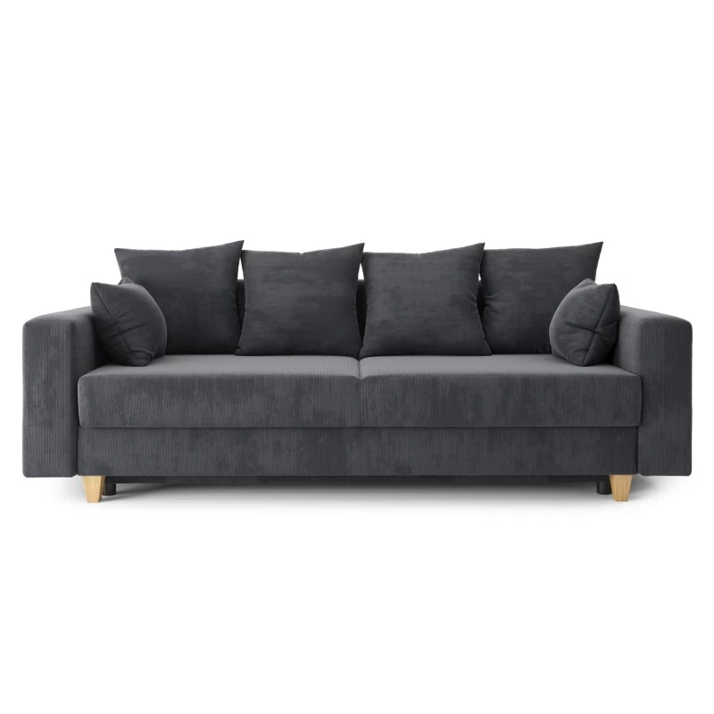 Canapé Droit KRISTI Convertible Velours Côtelé Gris Souris 3 Places 2 Canapé Droit KRISTI Convertible Velours Côtelé Gris Souris 3 Places – Image 2