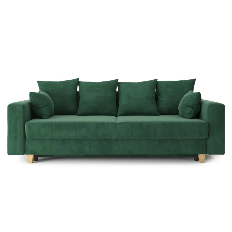 Canapé Droit KRISTI Convertible Velours Côtelé Vert 3 Places 2 Canapé Droit KRISTI Convertible Velours Côtelé Vert 3 Places – Image 2