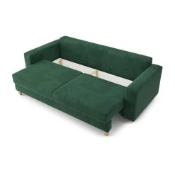 Canapé Droit KRISTI Convertible Velours Côtelé Vert 3 Places 12 Canapé Droit KRISTI Convertible Velours Côtelé Vert 3 Places -Meuble Déco Soldes canape droit kristi convertible velours cotele vert 3 places 4