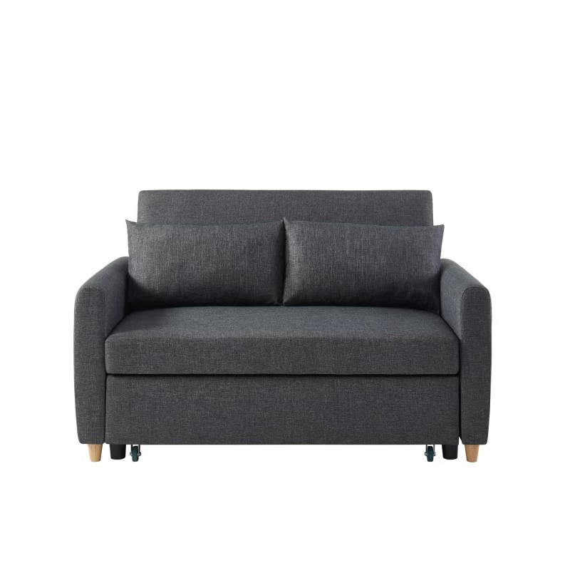 Canapé Droit LAURA En Tissu Anthracite Convertible 2 Places 2 Canapé Droit LAURA En Tissu Anthracite Convertible 2 Places – Image 2