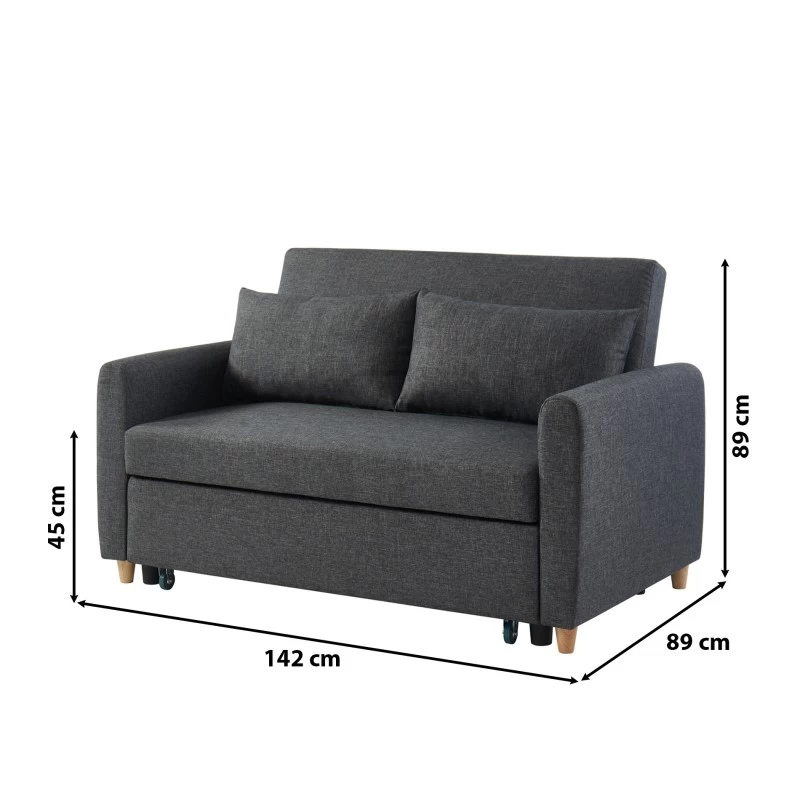 Canapé Droit LAURA En Tissu Anthracite Convertible 2 Places 9 Canapé Droit LAURA En Tissu Anthracite Convertible 2 Places – Image 9