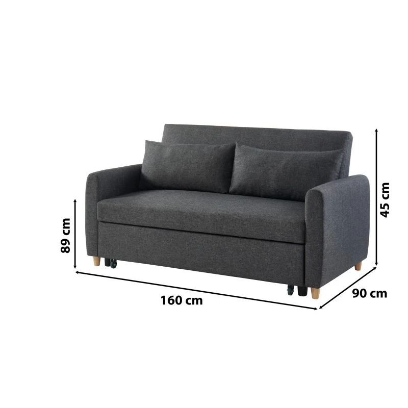 Canapé Droit LAURA En Tissu Anthracite Convertible 3 Places 9 Canapé Droit LAURA En Tissu Anthracite Convertible 3 Places – Image 9