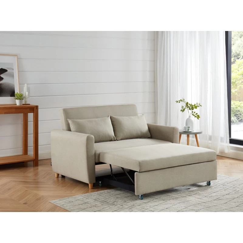 Canapé Droit LAURA En Tissu Beige Convertible 2 Places 8 Canapé Droit LAURA En Tissu Beige Convertible 2 Places – Image 8