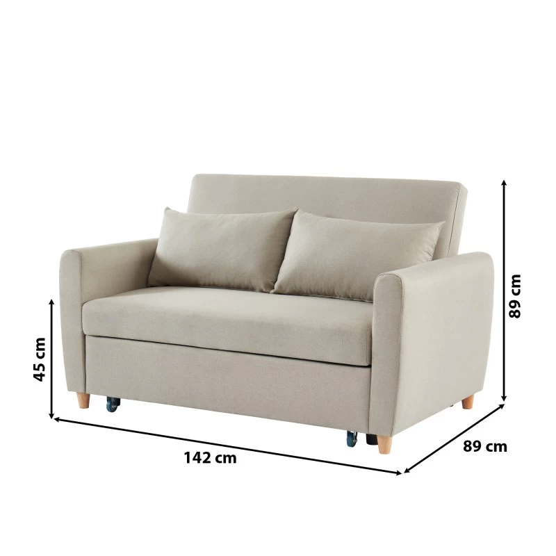 Canapé Droit LAURA En Tissu Beige Convertible 2 Places 9 Canapé Droit LAURA En Tissu Beige Convertible 2 Places – Image 9