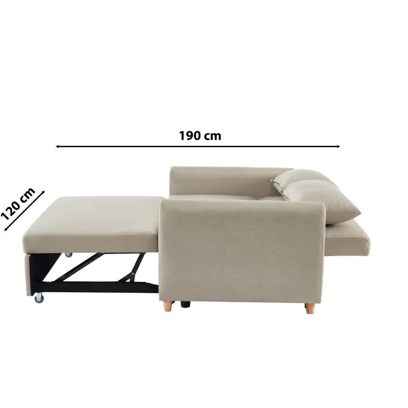 Canapé Droit LAURA En Tissu Beige Convertible 2 Places 10 Canapé Droit LAURA En Tissu Beige Convertible 2 Places – Image 10