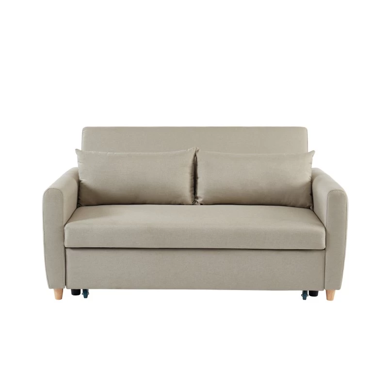 Canapé Droit LAURA En Tissu Beige Convertible 3 Places 2 Canapé Droit LAURA En Tissu Beige Convertible 3 Places – Image 2