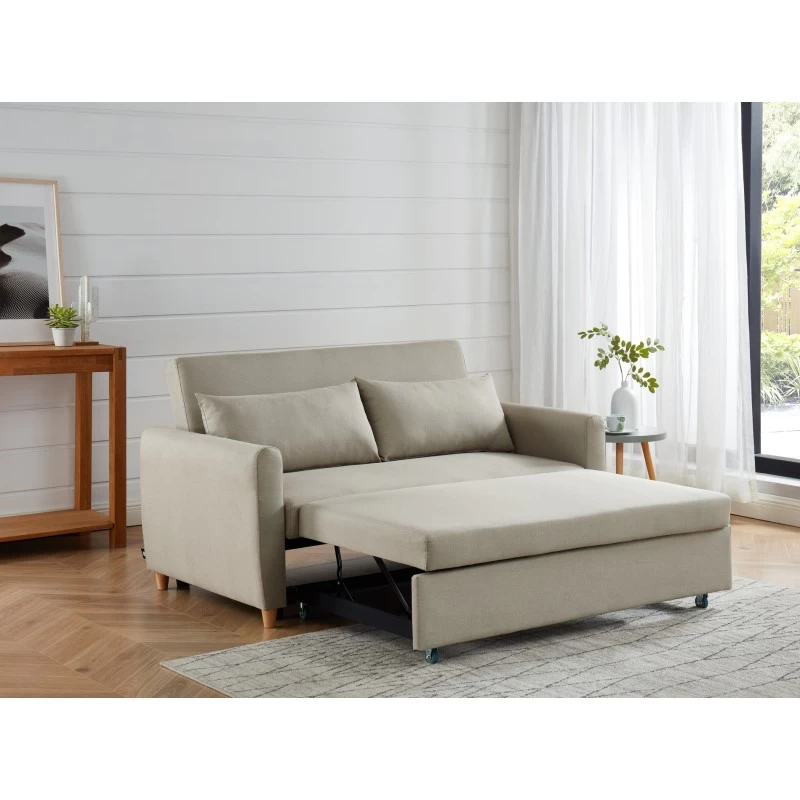 Canapé Droit LAURA En Tissu Beige Convertible 3 Places 8 Canapé Droit LAURA En Tissu Beige Convertible 3 Places – Image 8