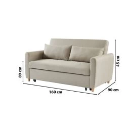 Canapé Droit LAURA En Tissu Beige Convertible 3 Places 18 Canapé Droit LAURA En Tissu Beige Convertible 3 Places -Meuble Déco Soldes canape droit laura en tissu beige convertible 3 places 8