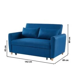 Canapé Droit LAURA En Tissu Bleu Nuit Convertible 2 Places 18 Canapé Droit LAURA En Tissu Bleu Nuit Convertible 2 Places -Meuble Déco Soldes canape droit laura en tissu bleu nuit convertible 2 places 8