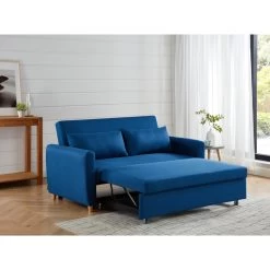 Canapé Droit LAURA En Tissu Bleu Nuit Convertible 3 Places 17 Canapé Droit LAURA En Tissu Bleu Nuit Convertible 3 Places -Meuble Déco Soldes canape droit laura en tissu bleu nuit convertible 3 places 7