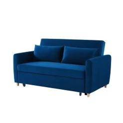 Canapé Droit LAURA En Velours Bleu Convertible 3 Places 12 Canapé Droit LAURA En Velours Bleu Convertible 3 Places -Meuble Déco Soldes canape droit laura en velours bleu convertible 3 places 2