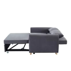 Canapé Droit LAURA En Velours Gris Convertible 2 Places -Meuble Déco Soldes canape droit laura en velours gris convertible 2 places 5