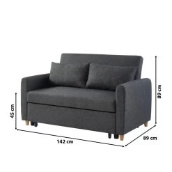 Canapé Droit LAURA En Velours Gris Convertible 2 Places -Meuble Déco Soldes canape droit laura en velours gris convertible 2 places 9