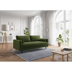 Canapé Droit MAEL Cacharel En Velours Kaki Fixe 9 Canapé Droit MAEL Cacharel En Velours Kaki Fixe -Meuble Déco Soldes canape droit mael cacharel velours kaki 3 places 4