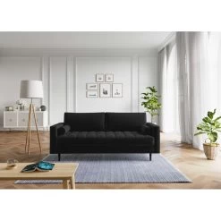 Canapé Droit MAEL Cacharel En Velours Noir Fixe