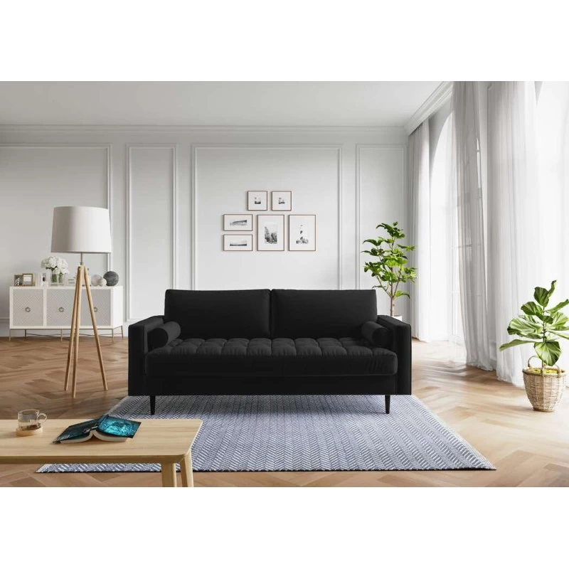 Canapé Droit MAEL Cacharel En Velours Noir Fixe 1 Canapé Droit MAEL Cacharel En Velours Noir Fixe