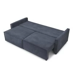 Canapé Droit MAGGY Convertible Tissu Bleu Nuit 3 Places -Meuble Déco Soldes canape droit maggy convertible tissu bleu 3 places 3