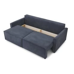 Canapé Droit MAGGY Convertible Tissu Bleu Nuit 3 Places -Meuble Déco Soldes canape droit maggy convertible tissu bleu 3 places 4