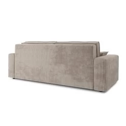 Canapé Droit MARIUS Convertible Velours Côtelé Grège -Meuble Déco Soldes canape droit marius convertible velours cotele grege 5