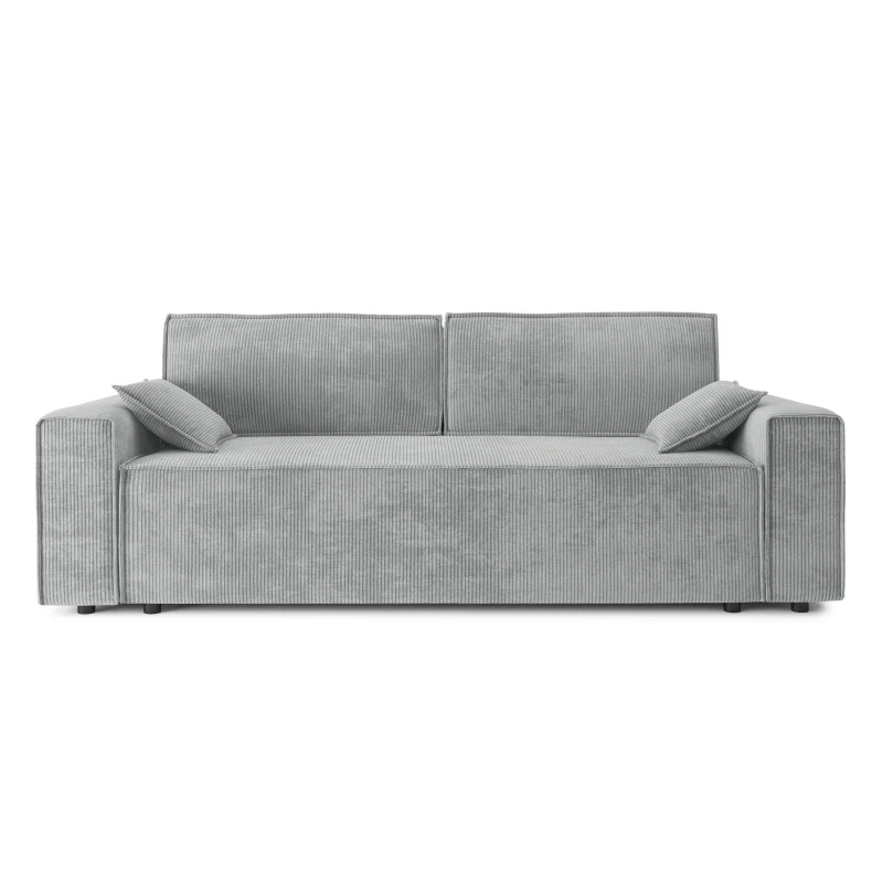 Canapé Droit MARIUS Convertible Velours Côtelé Gris 2 Canapé Droit MARIUS Convertible Velours Côtelé Gris – Image 2