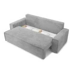 Canapé Droit MARIUS Convertible Velours Côtelé Gris 11 Canapé Droit MARIUS Convertible Velours Côtelé Gris -Meuble Déco Soldes canape droit marius convertible velours cotele gris 4