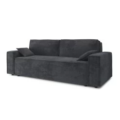 Canapé Droit MARIUS Convertible Velours Côtelé Anthracite -Meuble Déco Soldes canape droit marius convertible velours cotele gris anthracite 2