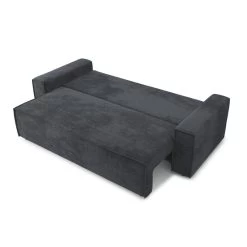 Canapé Droit MARIUS Convertible Velours Côtelé Anthracite -Meuble Déco Soldes canape droit marius convertible velours cotele gris anthracite 3