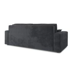 Canapé Droit MARIUS Convertible Velours Côtelé Anthracite -Meuble Déco Soldes canape droit marius convertible velours cotele gris anthracite 5