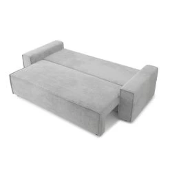 Canapé Droit MARIUS Convertible Velours Côtelé Gris Clair -Meuble Déco Soldes canape droit marius convertible velours cotele gris clair 3