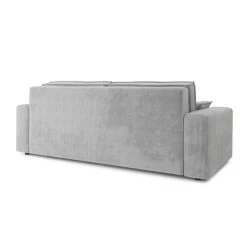 Canapé Droit MARIUS Convertible Velours Côtelé Gris Clair -Meuble Déco Soldes canape droit marius convertible velours cotele gris clair 5