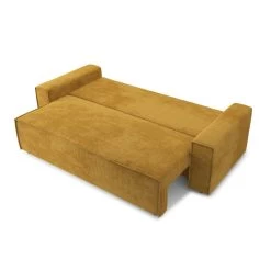 Canapé Droit MARIUS Convertible Velours Côtelé Moutarde -Meuble Déco Soldes canape droit marius convertible velours cotele gris moutarde 3