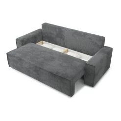 Canapé Droit MARIUS Convertible Velours Côtelé Gris Souris -Meuble Déco Soldes canape droit marius convertible velours cotele gris souris 4