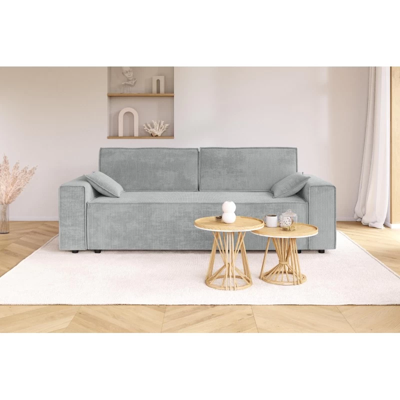 Canapé Droit MARIUS Convertible Velours Côtelé Gris 1 Canapé Droit MARIUS Convertible Velours Côtelé Gris