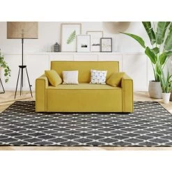 Canapé Droit MIRA Fixe Tissu Moutarde 2 Places