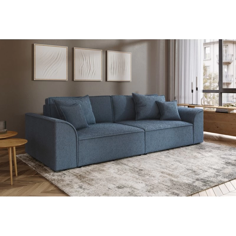 Canapé Droit MARTY Fixe Tissu Bouclette Bleu Gris 4 Places 7 Canapé Droit MARTY Fixe Tissu Bouclette Bleu Gris 4 Places – Image 7