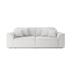 Canapé Droit MARTY Fixe Tissu Bouclette Gris Clair 3 Places -Meuble Déco Soldes canape droit marty fixe tissu bclette gris 3 places 1