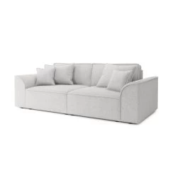 Canapé Droit MARTY Fixe Tissu Bouclette Gris Clair 3 Places -Meuble Déco Soldes canape droit marty fixe tissu bclette gris 3 places 2