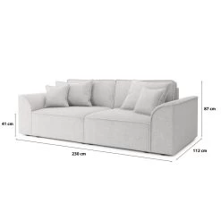 Canapé Droit MARTY Fixe Tissu Bouclette Gris Clair 3 Places -Meuble Déco Soldes canape droit marty fixe tissu bclette gris 3 places 7