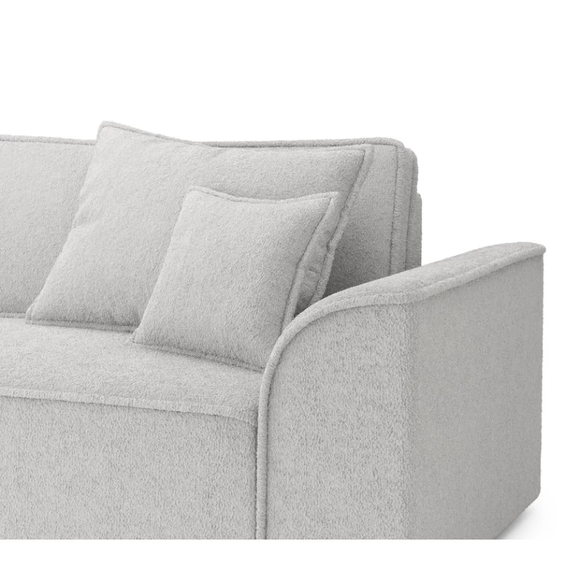 Canapé Droit MARTY Fixe Tissu Bouclette Gris Clair 4 Places 5 Canapé Droit MARTY Fixe Tissu Bouclette Gris Clair 4 Places – Image 5