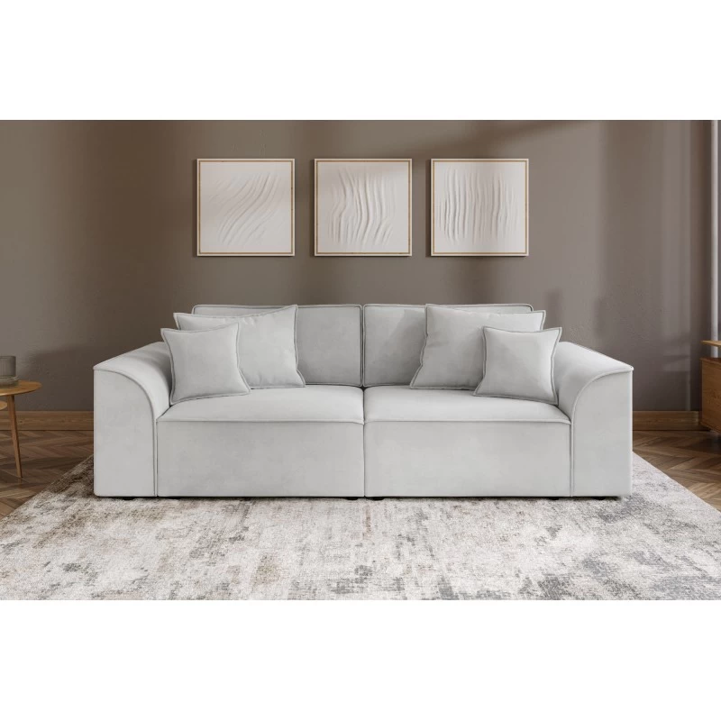 Canapé Droit MARTY Fixe Tissu Gris Clair 3 Places 1 Canapé Droit MARTY Fixe Tissu Gris Clair 3 Places