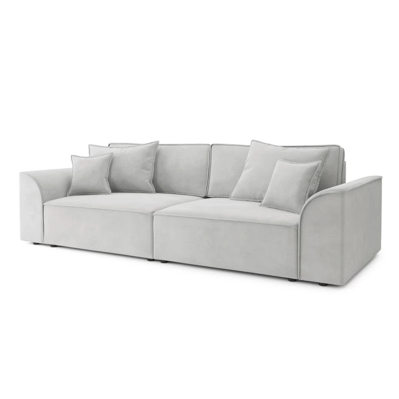 Canapé Droit MARTY Fixe Tissu Gris Clair 4 Places 3 Canapé Droit MARTY Fixe Tissu Gris Clair 4 Places – Image 3