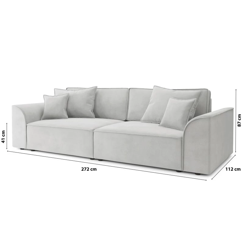 Canapé Droit MARTY Fixe Tissu Gris Clair 4 Places 8 Canapé Droit MARTY Fixe Tissu Gris Clair 4 Places – Image 8