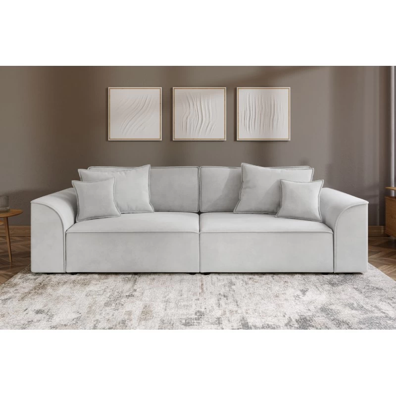 Canapé Droit MARTY Fixe Tissu Gris Clair 4 Places 1 Canapé Droit MARTY Fixe Tissu Gris Clair 4 Places